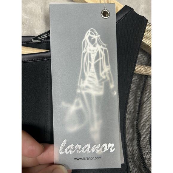 NWT Laranor Fit and Flare Black Dress Mesh Sleeve Sz 40 - US 8 Grunge Goth Core - Picture 7 of 10